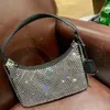 Украшенная атласная мини-сумка Дизайнерская сумка через плечо 2005 нейлоновый бриллиант Хобо меховая женская сумка с кристаллами Плиссированная модная женская сумка Роскошная сумка-мессенджер треугольник
