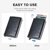 Men Smart Wallet RFID Safe Antitheft Holder Women Small Purse Bank ID Kaarthouder Metal Thin Case Black Pu Leather Card Clip Bag6040692