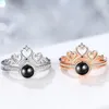 Anillos de boda Proyección de corona romántica para mujer Pareja 100 idiomas Te amo Corazón Anillo Novia Joyería Día de San Valentín Regalo Boda