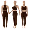 Summer Womens TrackSuits Projektant seksowna kamizelka w kształcie i w kształcie kamizelka górna linia pozycjonująca po przekątnej dwuczęściowej dwuczęściowe spodnie zestaw sportowy garnitur