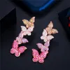 Orecchino di design vintage con ciondolo a farfalla lungo Orecchini con zirconi bianchi AAA in oro rosa Rame con gioielli in argento sterling 925 1849022