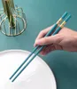 Jankng Japanese Chinese Bastoncini per antiscivolo Sushi Sushi Sticks Riutilizzabile Metallo coreano in lega sana Bacchette Set da tavola 5 paia