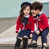 Kleidung Sets Kinder Koreanische Japanische Schuluniform Mädchen Jungen Roten Pullover Top Rock Hosen Gestrickte Anzug Studenten Kleidung Chor KostümeCl