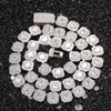 Hip Hop Or Chaînes Bijoux Hommes Glacé Diamant Tennis Chaîne Collier Haute Qualité Carré Zircon Colliers 7 pouces-24 pouces