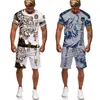 MEN MENTURITS MULTI MULLITY LION TIGER MEN MEN MENS DASTALL SET 2 PACTS SUP 3D Printing Short Sleeve Shirts Stirts STROPS SUTS SU