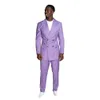 Noble Purple Wedding Tuxedos Peaked Lapel Mens Double Breasted Suits Men Prom Party Outfit Jacket and Pants