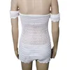 Mujeres Sexy Crochet Beach Fishnet Sarong Hecho a mano Bodycon Knitting Jumpsuit Ropa de moda blanca