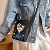 Mini Small Crossbody Purse Phone Väskor för kvinnor Fashion Cartoon Print Funny Square Ladies Shoulder Bag Red Messenger 220514