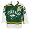 Chen37 C26 NIK1 Australia Retro Hockey Jersey Sewn Green #61 #18 100% Haftowane koszulki Custom Dowolne imię i numer