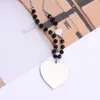 Pendant Necklaces Stainless Steel Big Heart Necklace For Women Black Crystal Long Sweater Party Wedding Fashion Jewelry GiftsPendant