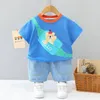 Zestawy odzieży Baby Boy Summer Ubrania 18 24 miesiące kreskówki T-shirts Tops and Shorts Dwupoziomowe stroje dla niemowląt Kids Bebes Tracksuitclo