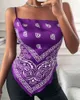 Mujeres Tops Verano Sin mangas Imprimir Chaleco Bowknot Sin espalda Blusa Sexy Streetwear Top Satén Pañuelo Blusa Tallas grandes Camisola G220414