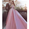 Sukienki do balowej sukienki quinceanera seksowna różowa z ramion koronkowa aplikacja 3D kwiaty perły cekiny satynowe zamiatanie pociągu wieczorne suknie