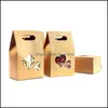 10*15.5Cm Heart-Shaped Transparent Window Snap Closure Kraft Paper Environmental Protection Portable Candy Chocolate Gift Box Standing Drop