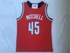 NCAA 농구 대학 Donavan Mitchell Jersey 45 스포츠 팬을위한 University Black White Color Team Pure Cotton Brockyed 우수한 품질