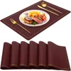 Placemat PU Leather Dining Table Mats Waterproof Washable Placemats Stain Heat Resistant Pads for Home Kitchen