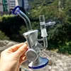 Hassas tasarım 10 inç gümüş kalın cam su bong nargile mavi taban yağı ile dab kuleleri sigara boruları