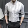 Shirts for Men Clothing Korean Slim Fit Half Sleeve Shirt Casual Plus Size Business Formal Wear Chemise Homme 5XL-M 220323