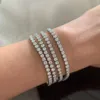 Urok Bracelets Trendy 925 Sterling Srebrny 3 mm roun Moissanite Bransoletka dla kobiet biżuteria Plane 18 -krotnie złota przełęcz Diamentowa bransoletka