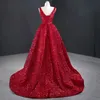 Party Dresses Glamorous Red Sequin High And Low Evening Gowns For Women Elegant Long Luxury V-neck 2022 Dress DubaiParty