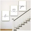 Tryck vardagsrum sovrum väggkonst bild hem dekor svart och vit söt fras älskar dig anpassad datum canvas målning affisch 220623