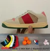 Screener sneaker beige Butter Dirty leather Dad Shoes running vintage Red and Green Web stripe Luxurys Designers Sneakers semelle en caoutchouc Classic Casual Shoe With Box