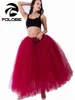 Rokken Handgemaakte Voorraad Wijn Rode Geplooide Maxi Tulle Womens Elegante Grote Schommel Lange Hoge Taille Volwassen Tutu SkirtSkirtsSkirts