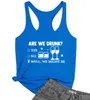 Kvinnors tankar camis ￤r vi berusade racerback v￤st kan vara tees kvinnor sommar gym tr￤ning casual tank tops bomull tumblr teeswomen's