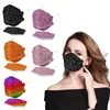 The new KN95 solid color mask sequin series spunlace cloth disposable four-layer printing 3D willow leaf type dustproof and anti-haze face masks