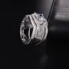 Pierścienie klastrowe Vintage ręcznie robiony zestaw Diamond 3 w 1 luksus 10K biały złoto ślub zaręczynowy dla kobiet w biżuterii szlachetki Rita2