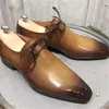 Oxford Shoes Men Pu Couleur solide Classic Fashion Business décontracté mariage personnalisé 3D Printing Lace-Up Robe Shoes CP065