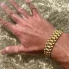 Mode 15mm män kvinnor kedja klockband armband hiphop guld sier rostfritt stål klockband rem armband c2529233a