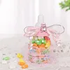 Emballage cadeau 12 pcs/lot ruban rose en plastique Transparent bébé boîte à bonbons mignon petite bouteille