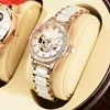 Noble Light Luxury Pearl Shell Dial Elegant Fashion Temperament Watch Mekanisk vattentät keramisk gudinna