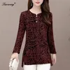 Spring Style Женские рубашки красные плюс размер 5xl o Nece Split Elegant Blusas Women Blouse Fashion Mother Tops 210308