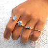 Wedding Rings Retro Blue Crystal Heart Square Irregular Zirconia For Woman Engagement Female Fashion Jewelry PKR54Wedding