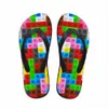 customized Women Flats House Slippers Slipper 3D Tetris Print Summer Fashion Beach Sandals For Woman Ladies Flip Flops Rubber Flipflops N0L8#