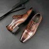 Dress Shoes 2022 Summer New Hand Brushed Men's Business Formal Clothes Block Leather Shoes Casual Fashion Trend Versatile 220810