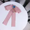 Koreaanse handgemaakte doek kunst strikje broches voor vrouwen kleur crystal strass kwast kraag speldjes shirt sieraden accessoires geschenken