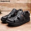 Sandales de haute qualité pour hommes évider pêcheur Rome Style hommes d'affaires Mature été plage chaussures cheville-WrapSandals