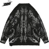 Büyük Sweater Erkek Kadınlar Harajuku Kafatası Graffiti Retro Vintage Örme Kazak Unisex Pamuk Kazak Sonbahar ve Kış 220725