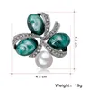 Stift broscher enkel högkvalitativ imitation pärla strass stenklöver för kvinnor mode corsage smycken tillbehörspins