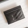 5A Top Qualité Mode Porte-cartes Caviar Femme Mini Portefeuille Designer Pure Couleur Véritable Cuir Pebble Texture Luxe Noir Walle222p