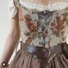 Çiçek Plaj Parti Seksi Bustiers Kırpma Kadınlar Backless Bandaj Fransız Vintage Halter Top Korece Moda Boho Dantel Korse ile 220318