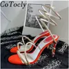 Dress Shoes Sexy High Heels Sandals Women Shiny Crystal Summer Party Female Ankle Wrap Around Pumps Wedding WomanDress