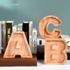 Bandanas Creative English Alphabet Piggy Bank木製透明窓