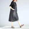 Robes décontractées #2401 printemps été Denim femmes salopette robe ample noir/bleu poches Vintage jean Spaghetti sangle femme