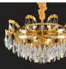 Moderne luxueuze K9 Crystal Kroonluiers Lichten Licht Led Led American Elegant Design Chandelier European Art Deco Shining Hanging Lampen Home Indoor Lighting D100cm