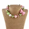 Boucles d'oreilles collier bricolage enfants court Bracelet de perles mignon rose arc princesse fleur naine ensemble de bijoux W220423