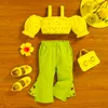 Completi di abbigliamento 0-24M Vestiti estivi per neonate adorabili 2 pezzi Fiori stampati T-shirt a maniche corte con spalle scoperte Pantaloni in denimAbbigliamento